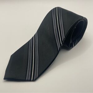 DKNY 100% Silk Classic Black Striped Men's Tie